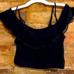 LA hearts off the shoulder crop tank